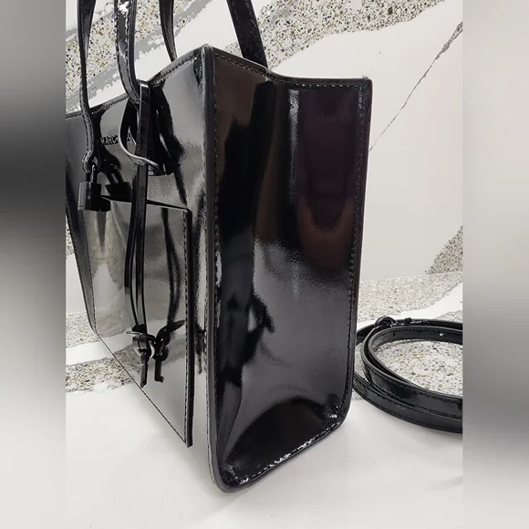 MARC JACOBS Mini Grind Patent Crossbody Tote In Black - Picture 3 of 15